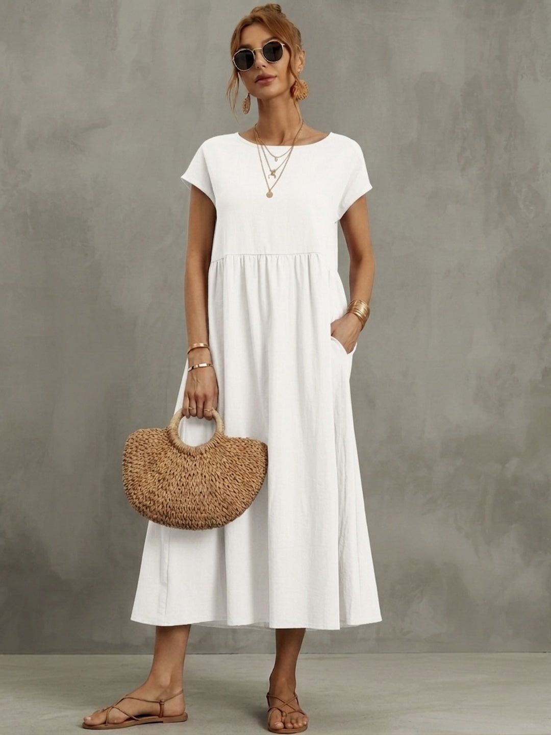 Evi | Fließendes Midikleid zeitlose Eleganz