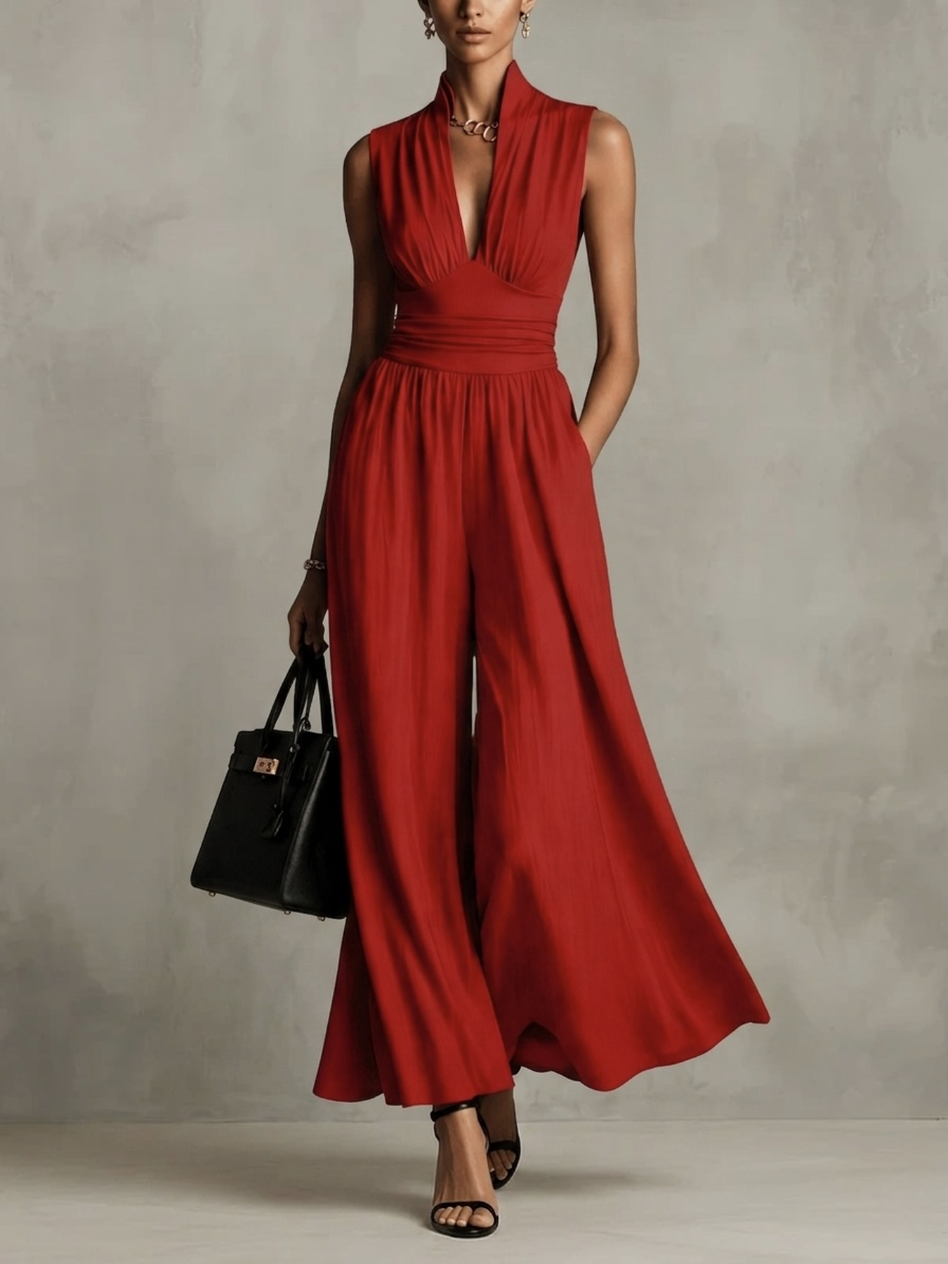 Wilma | Schicker, ärmelloser Jumpsuit mit weitem Bein